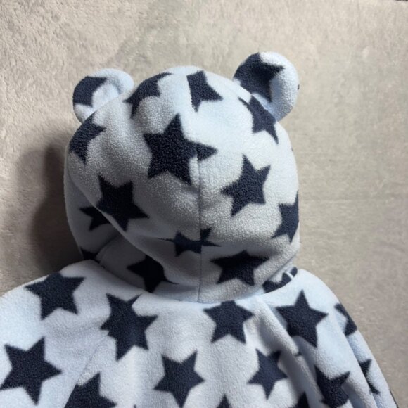 Old Navy Boys Fleece Blue Star Teddy Bear Hooded Footie Bunting 6-12 Month - Picture 9 of 9